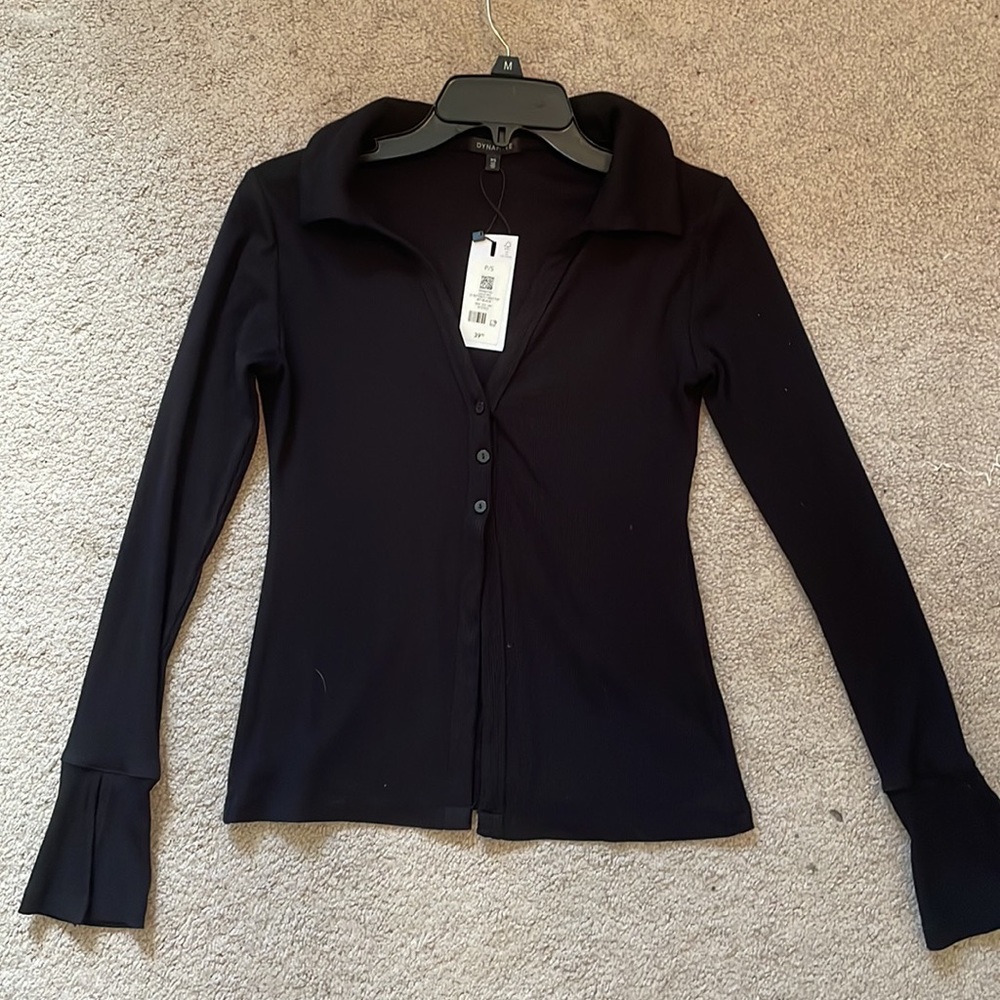 Dynamite Black Button Fly Away Top